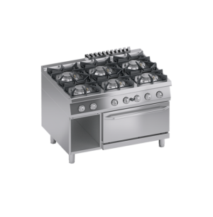 FOURNEAU GAZ 6 BRULEURS + FOUR GAZ 2/1 GN + BAIE OUVERTE ATA